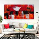 Quadro Decorativo 5 peças Arte Abstrata Vermelho 140x65