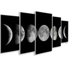 Quadro decorativo 5 peças fases da lua