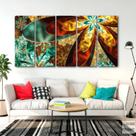 Quadro Decorativo 5 peças Flores Fractal 140x65 Quadro Decorativo 5 peças Flores Fractal 140x65