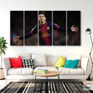 Quadro Decorativo 5 peças Futebol Messi 140x65