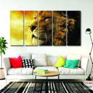 Quadro Decorativo 5 peças Leao Rei 140x65 Quadro Decorativo 5 peças Leao Rei 140x65