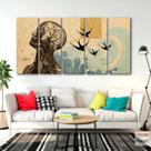 Quadro Decorativo 5 peças Medicina Cérebro Sépia 140x65