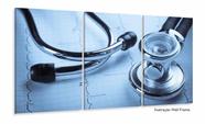 Quadro Decorativo 5 peças Medicina Stetoscópio Azul 120x60 3 peças