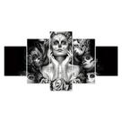Quadro Decorativo 5 Peças Para Estudios De Tatuagens Preto