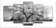 quadro decorativo 5 telas Árvore Lago"