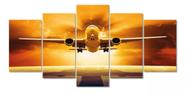 quadro decorativo 5 telas Avião Segunda Guerra"
