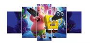 quadro decorativo 5 telas Bob Esponja E Patrick Filme"