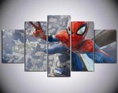 quadro decorativo 5 telas Homem Aranha Nas Altura Novo" quadro decorativo 5 telas Homem Aranha Nas Altura Novo"