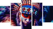quadro decorativo 5 telas India Americana"