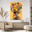 Quadro Decorativo 90x60 Para Sala Quarto Hall Mulher Flores na Cabeça