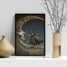 Quadro Decorativo A Bruxa e a Lua 45x34cm