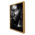 Quadro Decorativo A Face da Mulher em Preto e Branco em Moldura Caixa