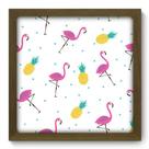 Quadro Decorativo - Abacaxi e Flamingos - 33cm x 33cm - 351qdcm