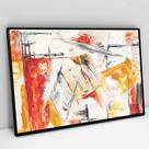 Quadro Decorativo Abstrato Amarelo e Vermelho em tela Canvas