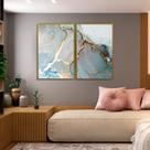 Quadro Decorativo Abstrato Azul Com Dourado Kit 2 Quadros Quadro Decorativo Abstrato Azul Com Dourado Kit 2 Quadros