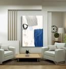 Quadro Decorativo Abstrato Azul E Branco Toque Elegante e Natural para sua Decoração