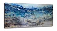 Quadro Decorativo Abstrato Azul Sala Quarto 130x60 em Tecido Canvas