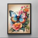 Quadro Decorativo Abstrato Borboleta Flores Cozinhas Decoração Para Salas