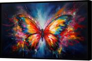 Quadro Decorativo Abstrato Borboleta Tela Canvas Premium Moldura Filete