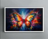 Quadro Decorativo Abstrato Borboleta Tela Canvas Premium Moldura Filete