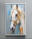 Quadro Decorativo Abstrato Canvas Filete Animais Cavalo Branco Salas