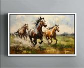 Quadro Decorativo Abstrato Canvas Filete Animais Cavalos Campo Cavalo