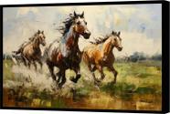 Quadro Decorativo Abstrato Canvas Filete Animais Cavalos Campo Cavalo