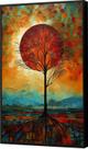 Quadro Decorativo Abstrato Canvas Moldura Com Filete Lua Cheia Paisagem