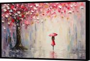 Quadro Decorativo Abstrato Canvas Moldura Filete Umbrela Flor Guarda Chuva