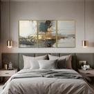 Quadro Decorativo Abstrato Cinza Com Dourado Kit 3 Quadros Quadro Decorativo Abstrato Cinza Com Dourado Kit 3 Quadros