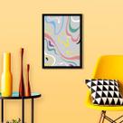 Quadro Decorativo Abstrato Cinza Ondas 45x34cm Quadro Decorativo Abstrato Cinza Ondas 45x34cm