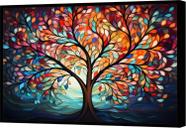 Quadro Decorativo Abstrato Flores Árvore Canvas Moldura Filete