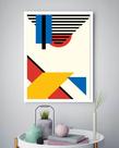 Quadro Decorativo Abstrato Geométrico Amarelos - 70x50cm