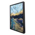 Quadro Decorativo Abstrato Mármore Azul Profundo em Moldura Caixa