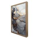 Quadro Decorativo Abstrato Mármore Black Gray em Moldura Caixa