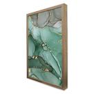 Quadro Decorativo Abstrato Mármore Verde e Cinza em Moldura Caixa