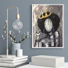Quadro Decorativo Abstrato Negra Com Coroa 45x34cm - com vidro