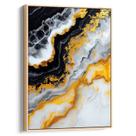 Quadro decorativo Abstrato - Ondas de Ouro em Contraste Profundo - Art Canvas