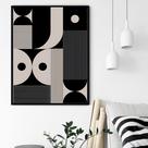 Quadro Decorativo Abstrato Preto Bege - 70x50cm