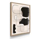 Quadro Decorativo Abstrato Preto Formas 55x40 Com Vidros