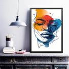 Quadro Decorativo Abstrato Rosto Mulher 33x24cm