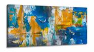 Quadro Decorativo Abstrato Tons de Azul em Tecido Canvas 130x60 cm Quadro Decorativo Abstrato Tons de Azul em Tecido Canvas 130x60 cm