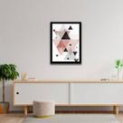 Quadro Decorativo Abstrato Triângulos Cinza, Preto e Rosa II 45x34cm