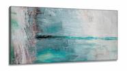 Quadro Decorativo Abstrato Verde Cinza 130x60 em Tecido Canvas Quadro Decorativo Abstrato Verde Cinza 130x60 em Tecido Canvas