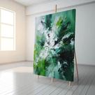 Quadro Decorativo Abstrato Verde Claro Luxo Sala Tecido Canvas