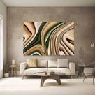Quadro Decorativo Abstrato Verde Marrom Sala Textura Moderno Tecido Canvas