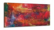 Quadro Decorativo Abstrato Vermelho em Tecido Canvas 130x60 sala quarto