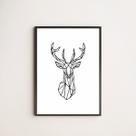 Quadro Decorativo Alce Geométrico 33x24cm - com vidro