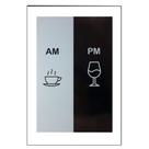 Quadro Decorativo Am Pm com Moldura Branca e Vidro 30x20 Mdf Madeira Adesivada