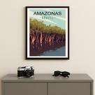 Quadro Decorativo Amazonas Brasil 33x24cm Mold Preta Vidro